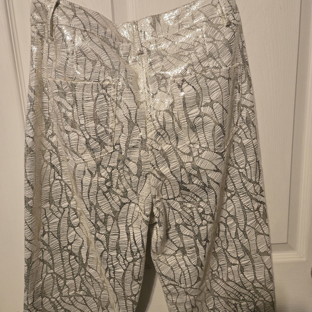 NWT Amylynn Lupe Printed Metallic Pants Sise Small Color Silver/Gold - Picture 10 of 15